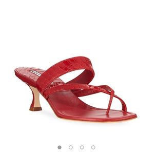 Manolo Blahnik susan snakeskin thong sandals